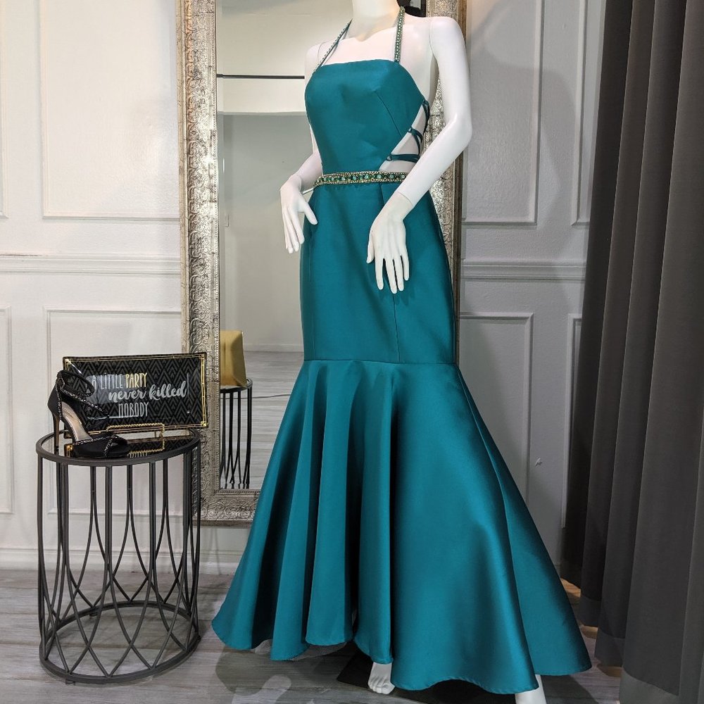 Teal Green Formal Evening Prom Dress Gown